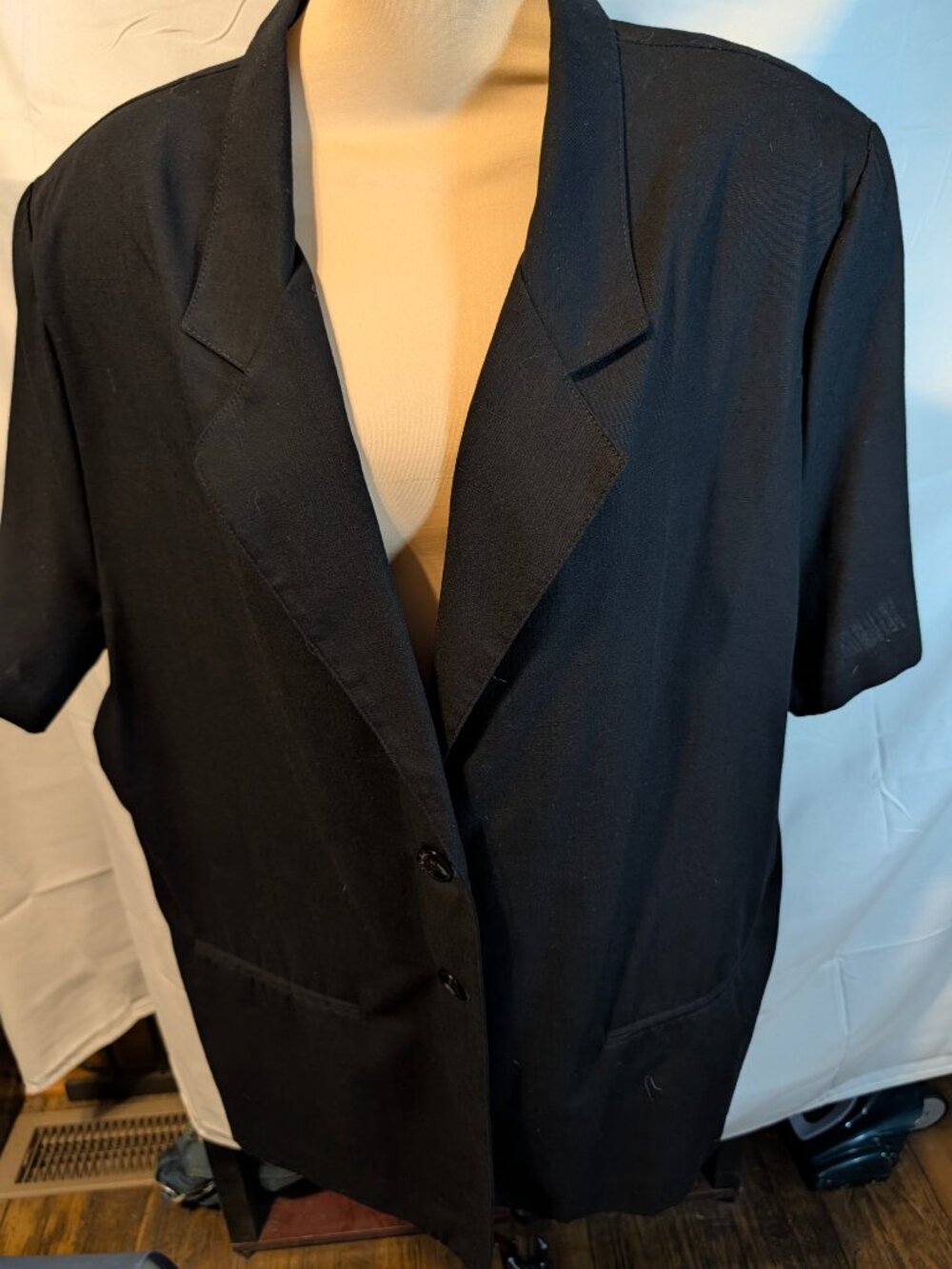 Vintage Sag Harbor Women 22W Short Sleeve Jacket Black Office Career Dog Show